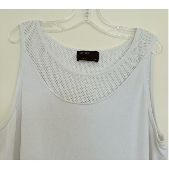 Kerisma Knits White Sleeveless Crocheted Mesh Layer Tank Top Size S / M - Picture 2 of 6
